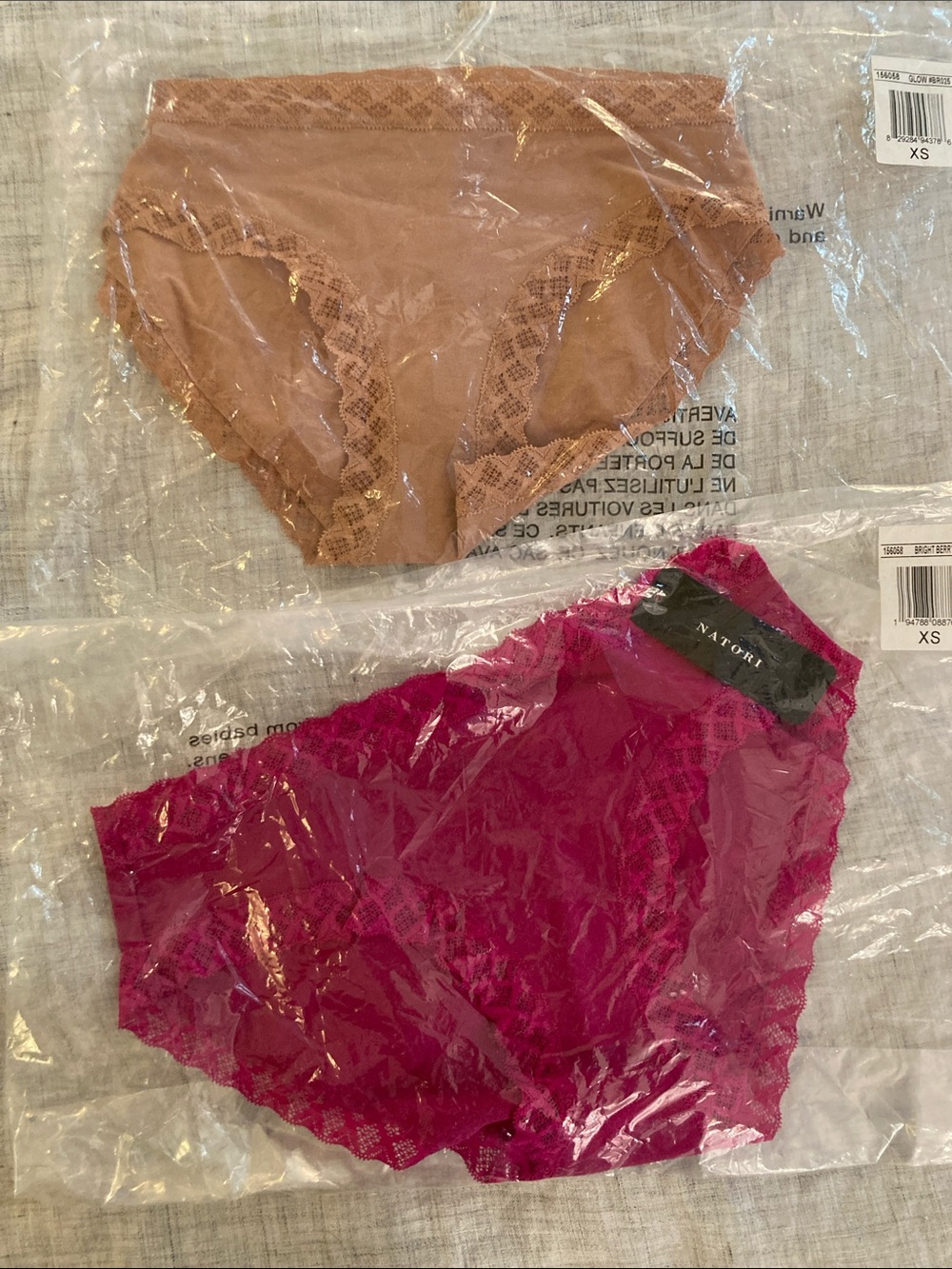 NWT NATORI BLISS Women's "girl brief" style cotton hipsters SZ XS bundle of 2